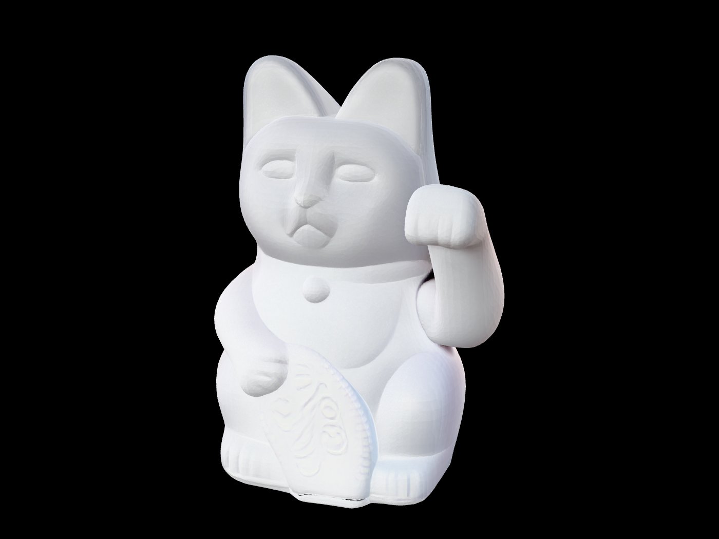 Lucky cat figurine generated as a 3D model